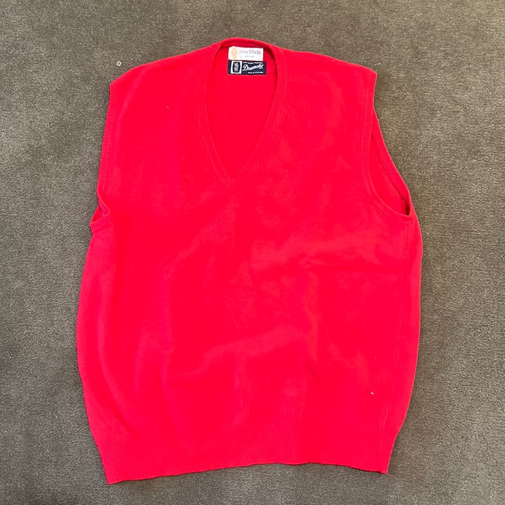 Drumohr Scottish wool vintage deep V sweater vest XL